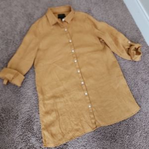 Tahari Linen top/Tunic Gold Sz M